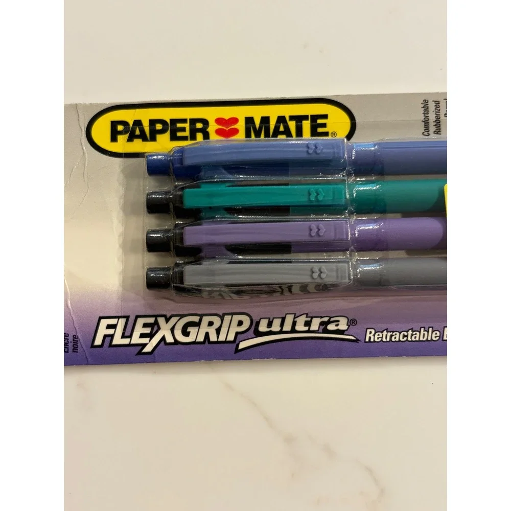 Vintage 1995 Paper Mate Flexgrip Ultra Retractable Ballpoint Pens Black Ink 4pk